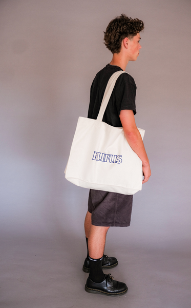 RUFUS - SCRIPT TOTE BAG BLUE