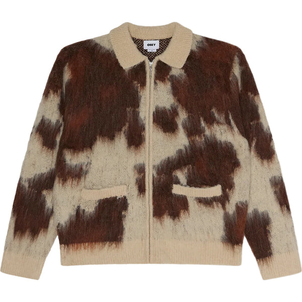 OBEY - COW PATTERN ZIP SWEATER