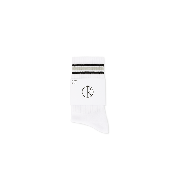 POLAR SKATE CO. - RIB SOCKS | STRIPE - WHITE / BLACK