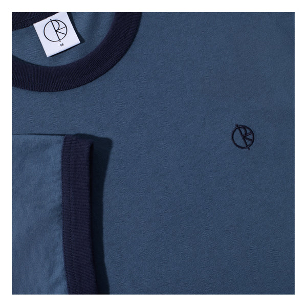 POLAR SKATE CO. - RINGER TEE (GREY BLUE/DARK BLUE)