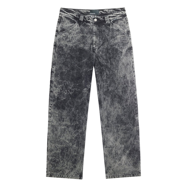 RASSVET SKATEBOARDS - ACID WASH CARPENTER WORK DENIM PANTS WOVEN GREY