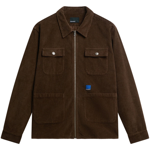 RASSVET SKATEBOARDS - CORDUROY LS ZIP JACKET BROWN