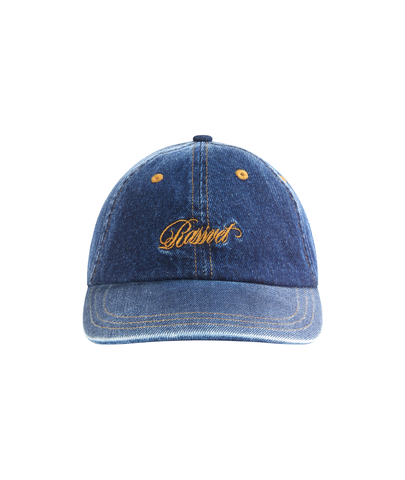RASSVET SKATEBOARDS - SCRIPT 6 PANEL STRAPBACK WASHED DENIM