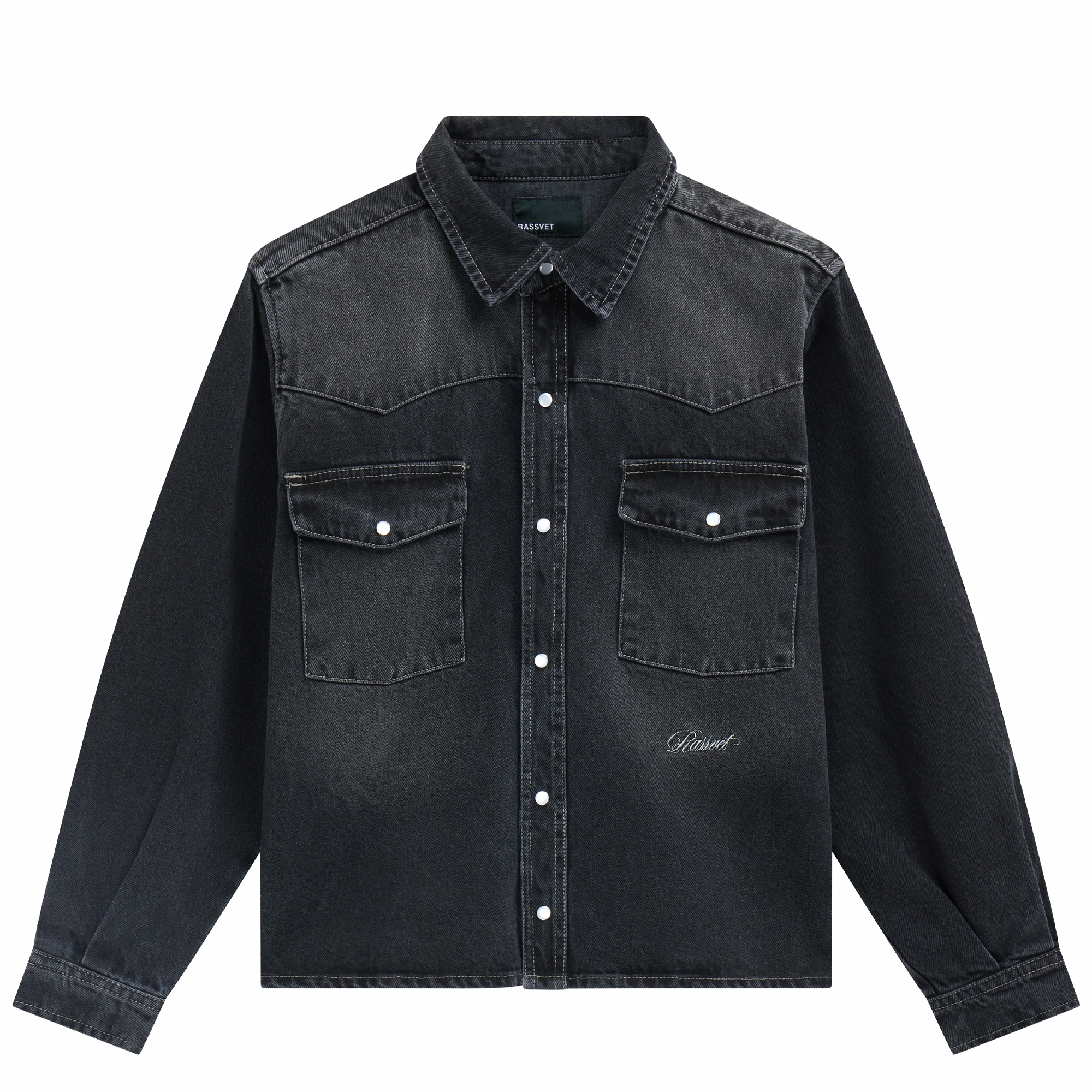 RASSVET SKATEBOARDS - WASHED LS DENIM SHIRT BLACK