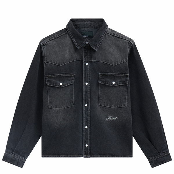 RASSVET SKATEBOARDS - WASHED LS DENIM SHIRT BLACK