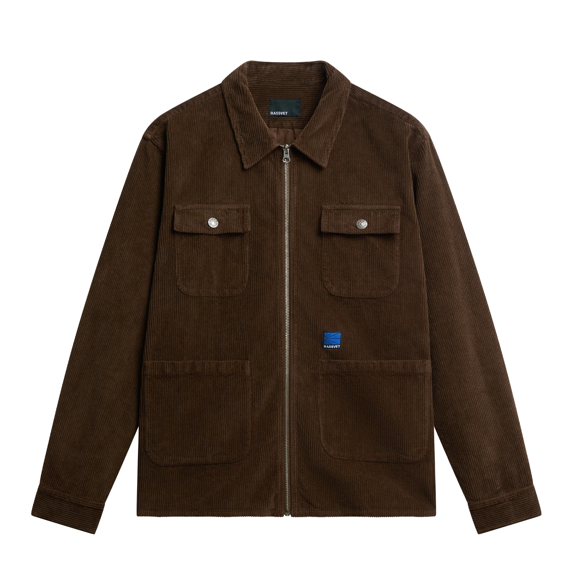 RASSVET SKATEBOARDS - CORDUROY LS ZIP JACKET BROWN