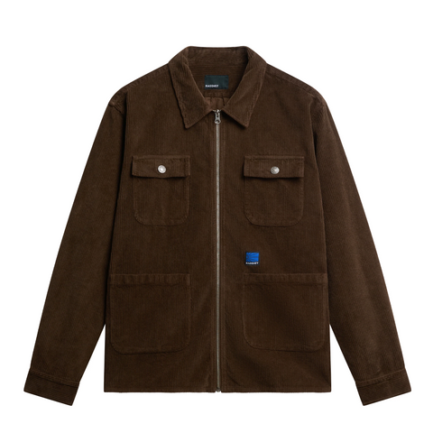 RASSVET SKATEBOARDS - CORDUROY LS ZIP JACKET BROWN