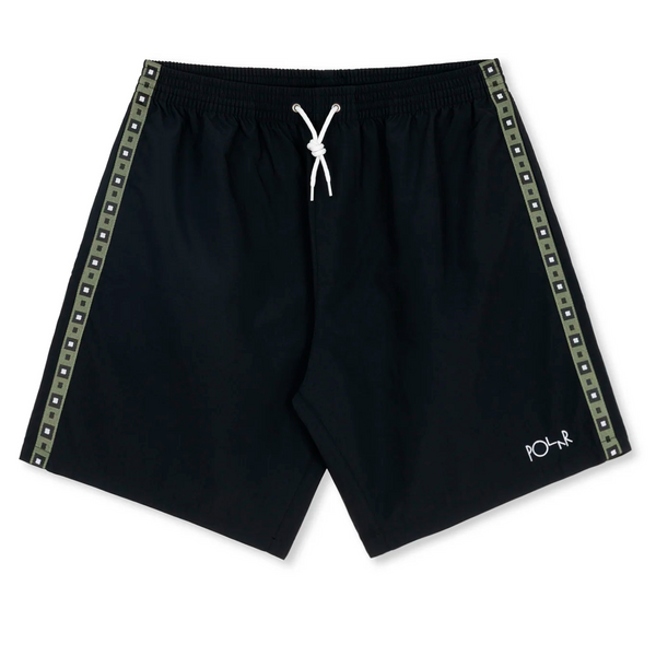 POLAR SKATE CO. - SWIM SHORTS SQUARE STRIPE BLACK/JADE GREEN