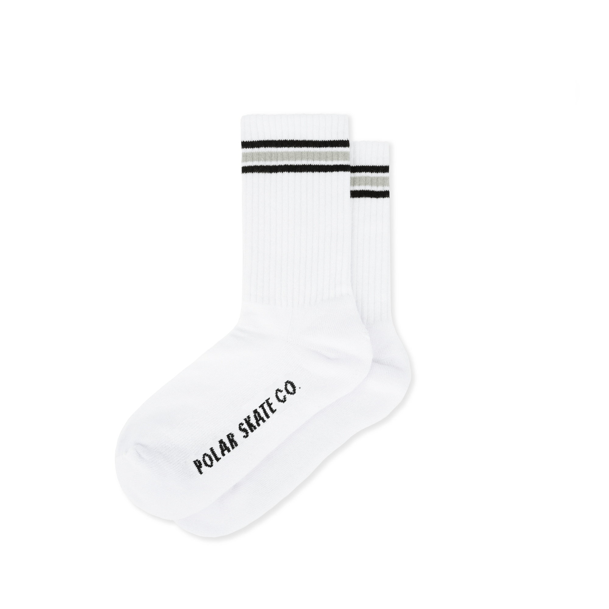 POLAR SKATE CO. - RIB SOCKS | STRIPE - WHITE / BLACK