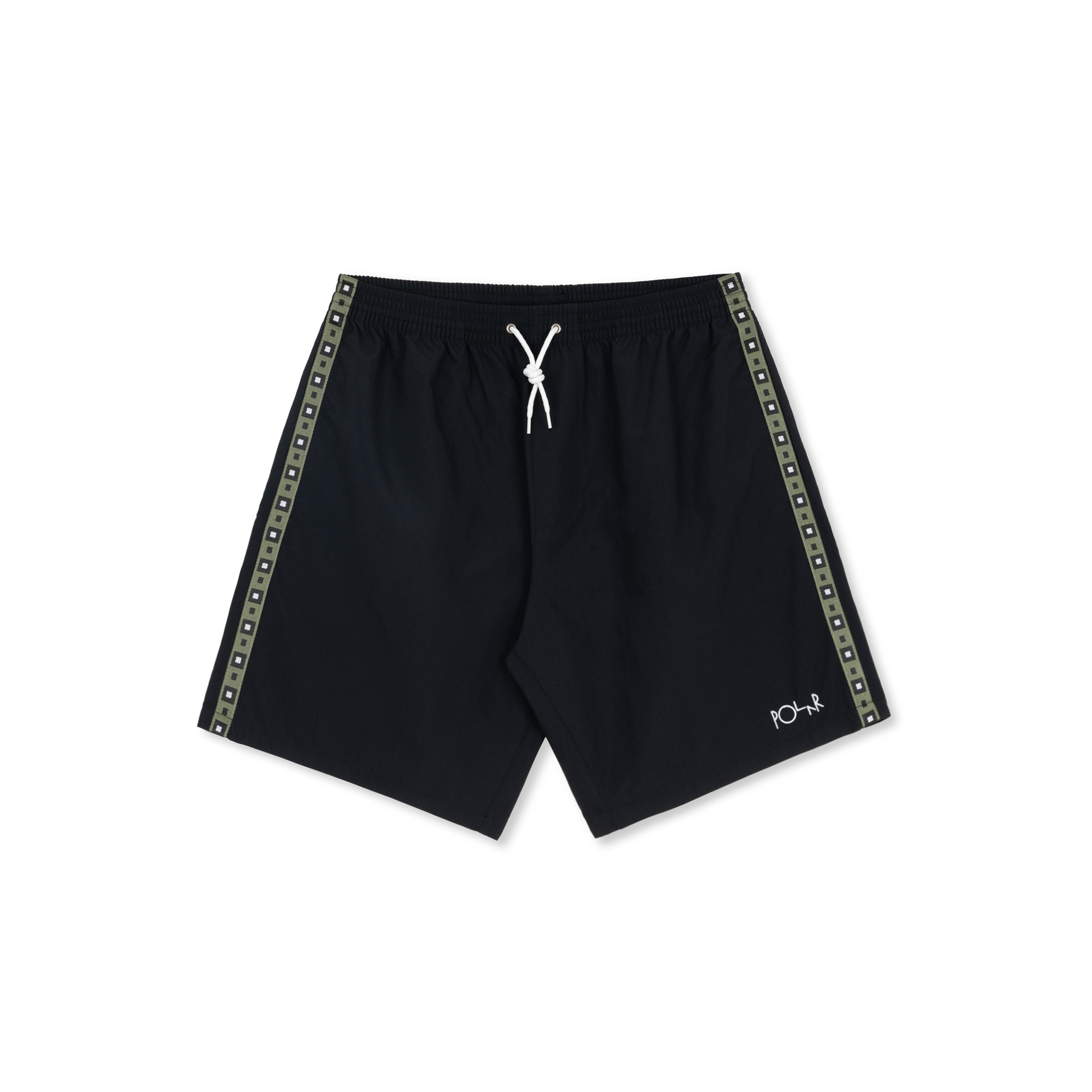 POLAR SKATE CO. - SWIM SHORTS SQUARE STRIPE BLACK/JADE GREEN