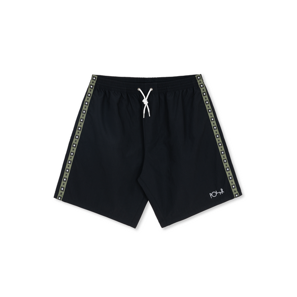 POLAR SKATE CO. - SWIM SHORTS SQUARE STRIPE BLACK/JADE GREEN