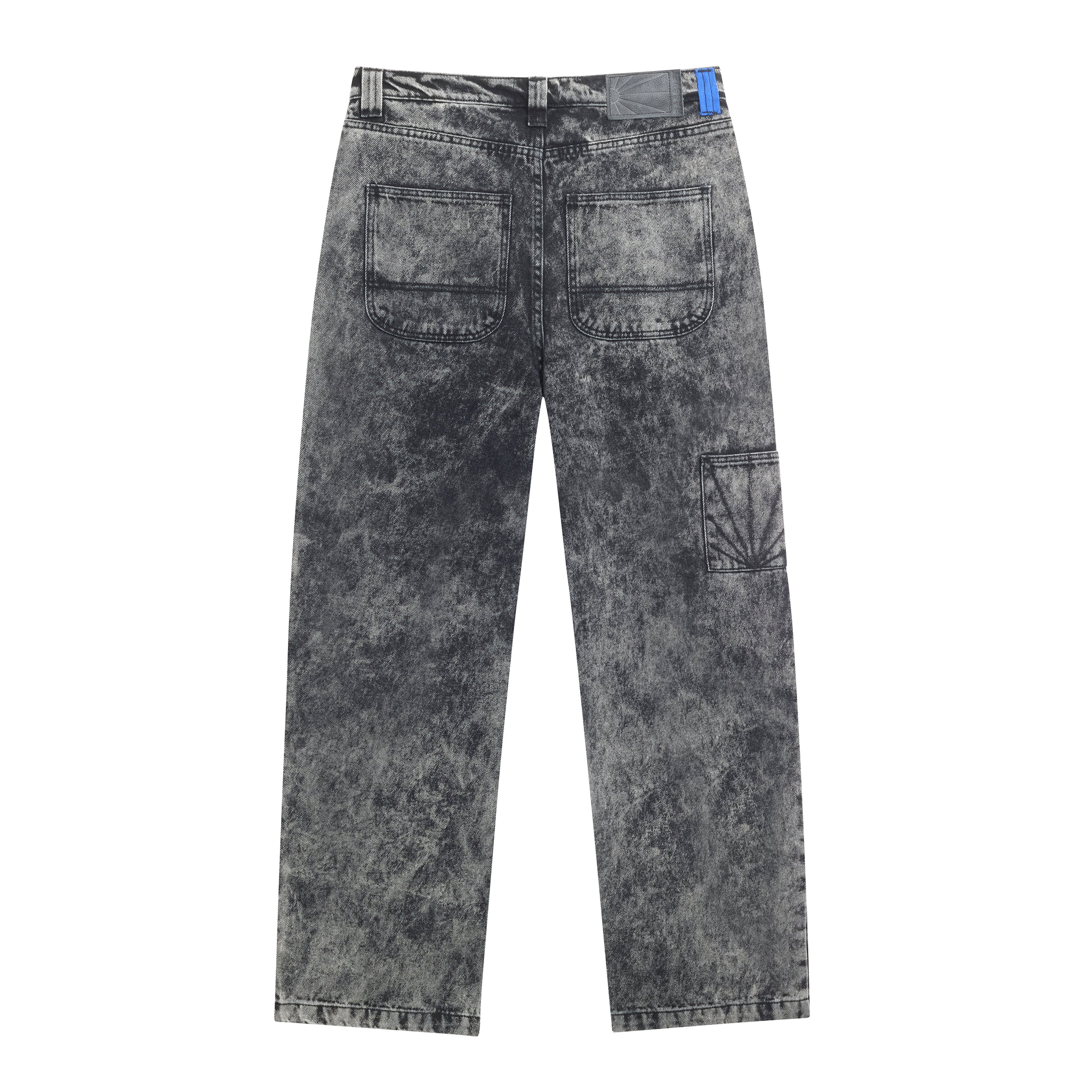 RASSVET SKATEBOARDS - ACID WASH CARPENTER WORK DENIM PANTS WOVEN